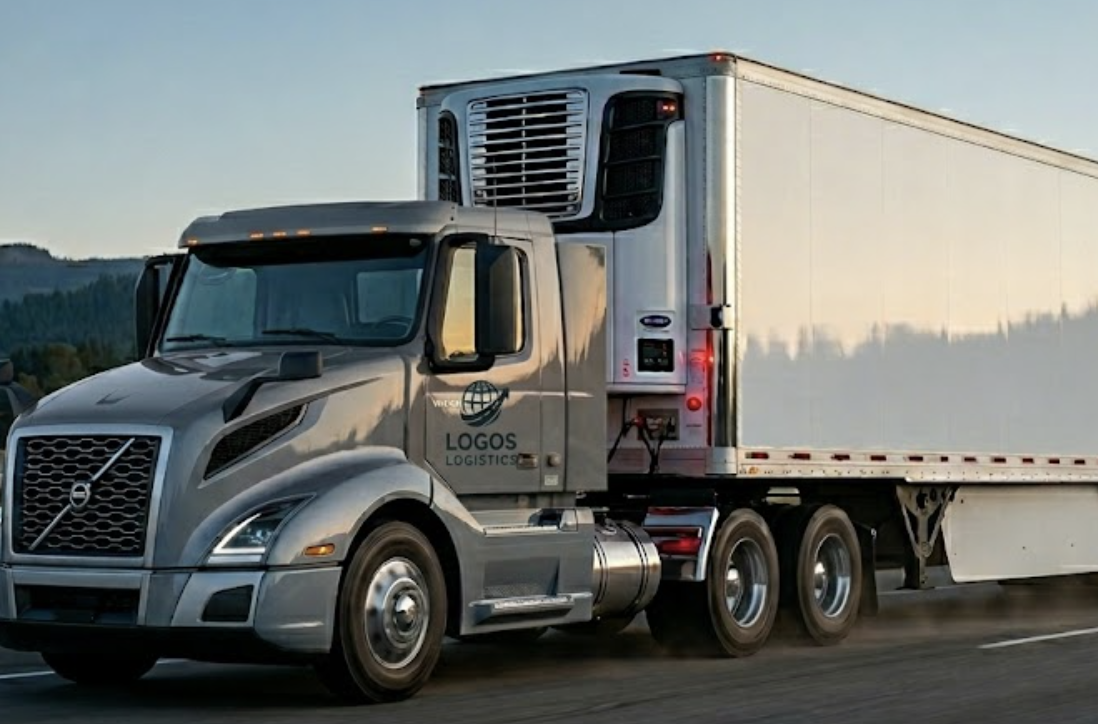 Refrigerated trailer truck for temperature-controlled freight